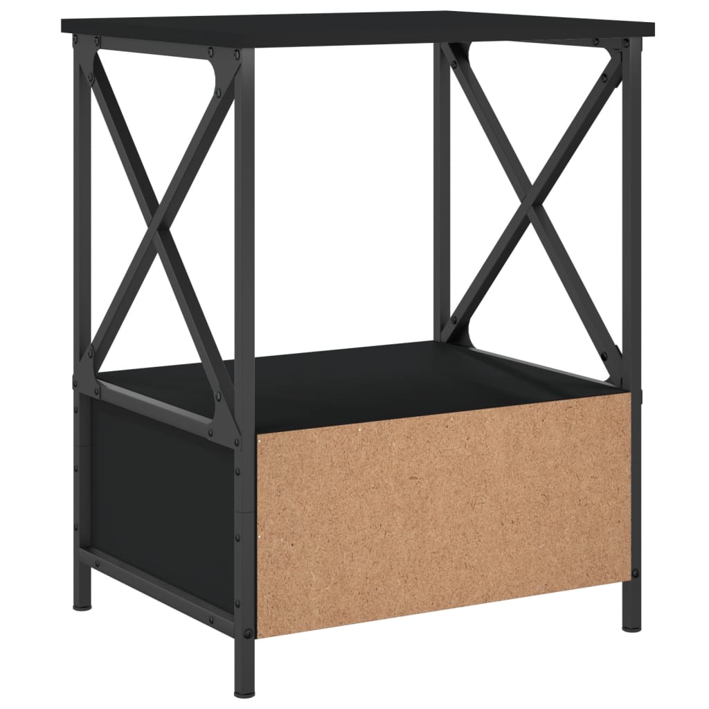 vidaXL Mesitas de noche 2 uds madera de ingeniería negro 50x41x65 cm