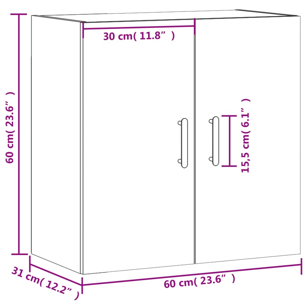 vidaXL Armario de pared madera de ingeniería roble Sonoma 60x31x60 cm