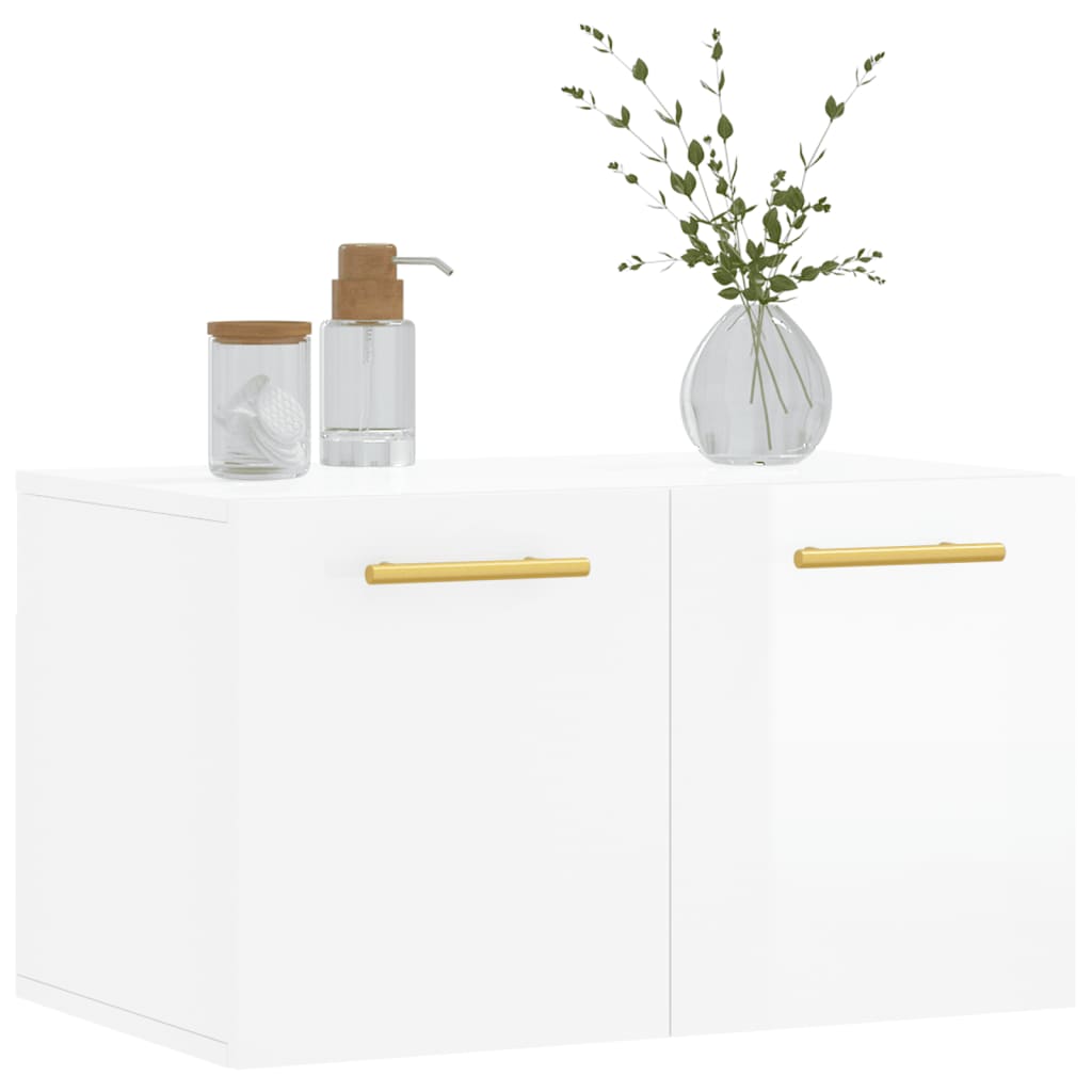 vidaXL Armario pared madera contrachapada blanco brillo 60x36,5x35 cm