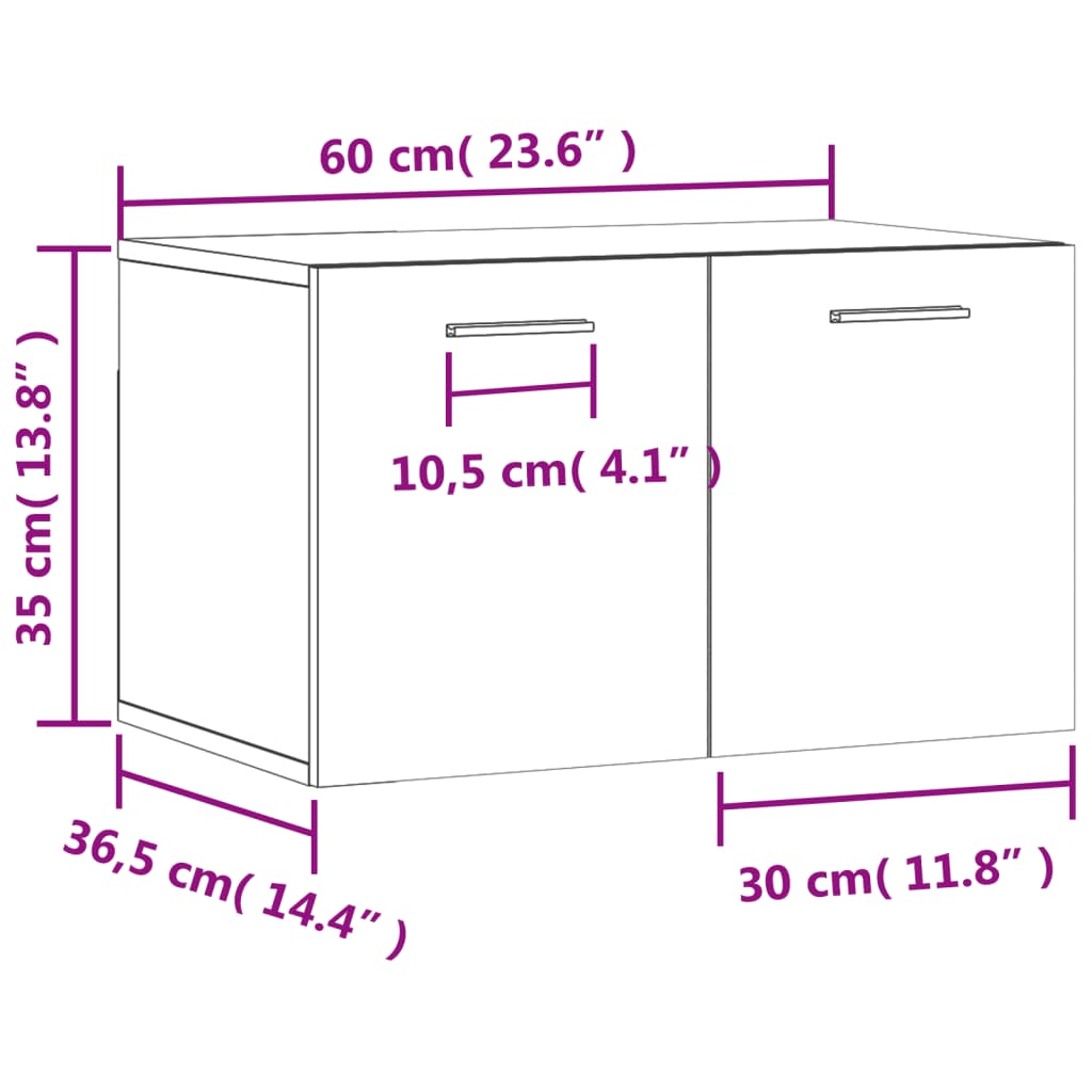 vidaXL Armario pared madera contrachapada blanco brillo 60x36,5x35 cm