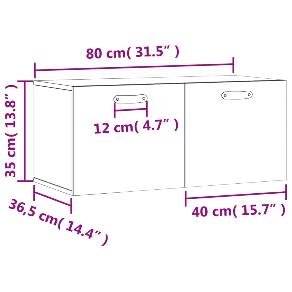 vidaXL Armario de pared madera de ingeniería blanco 80x36,5x35 cm