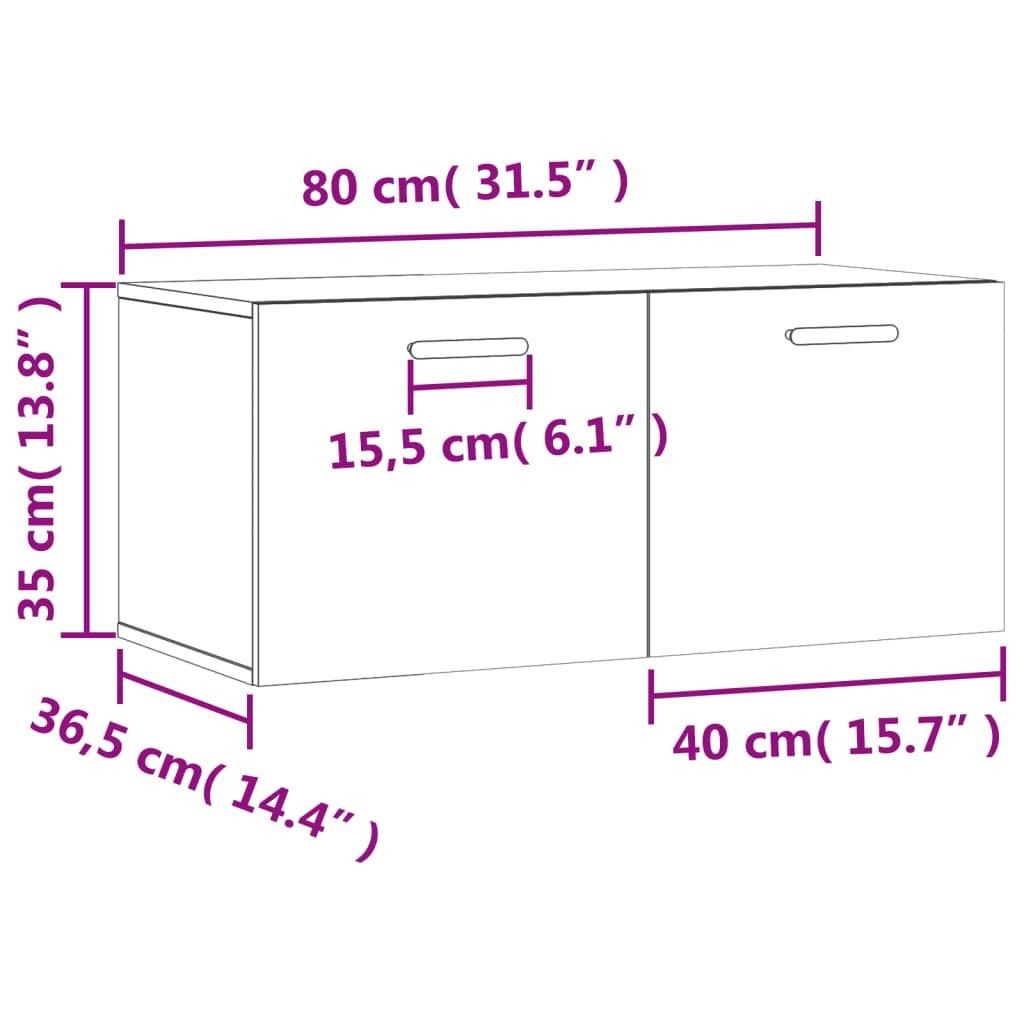 vidaXL Armario de pared madera de ingeniería blanco 80x36,5x35 cm