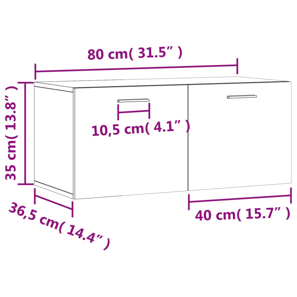 vidaXL Armario de pared madera ingeniería marrón roble 80x36,5x35 cm