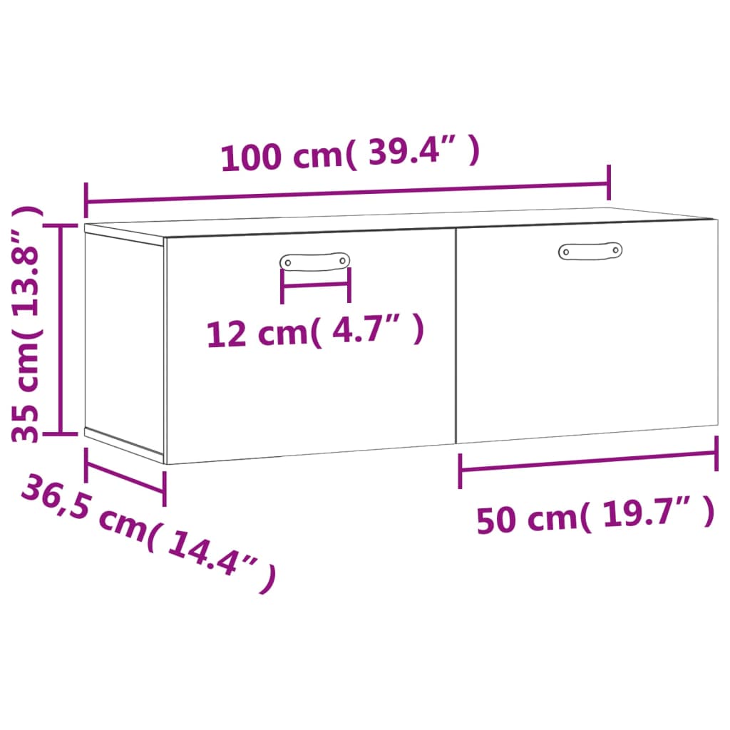 vidaXL Armario de pared madera de ingeniería blanco 100x36,5x35 cm