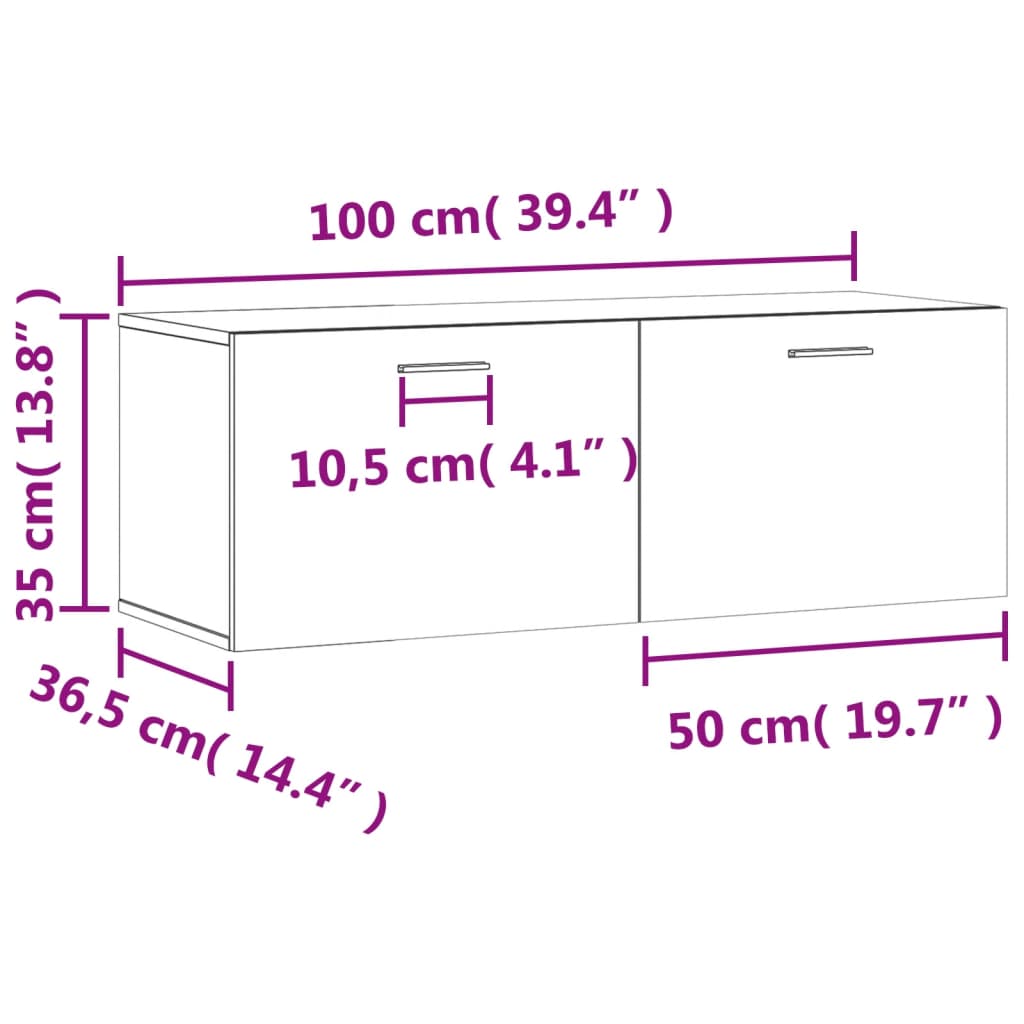 vidaXL Armario de pared madera ingeniería marrón roble 100x36,5x35 cm