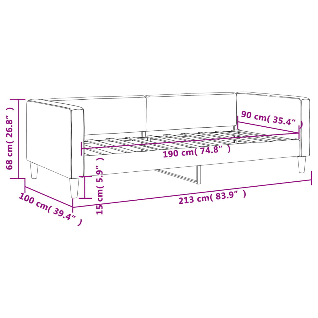 vidaXL Sofá cama sin colchón tela negro 90x190 cm