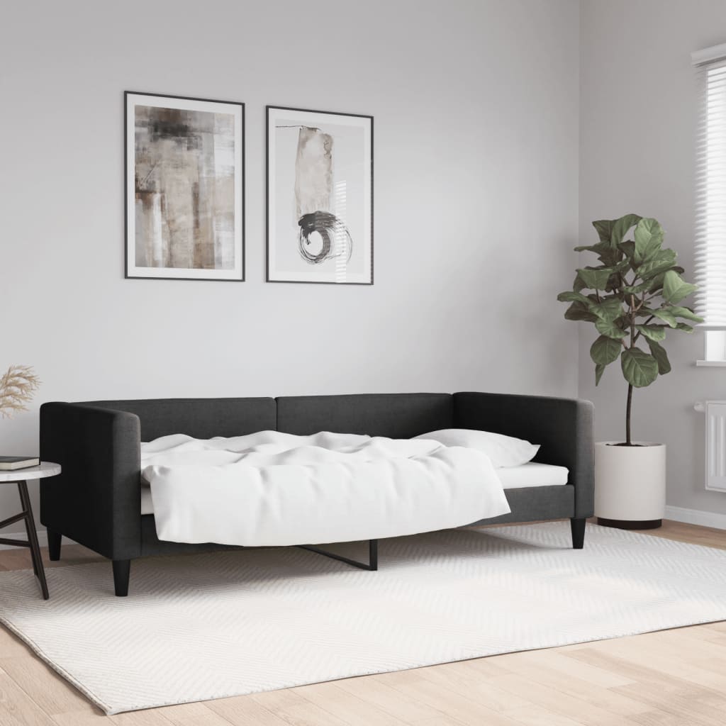 vidaXL Sofá cama sin colchón tela negro 90x190 cm