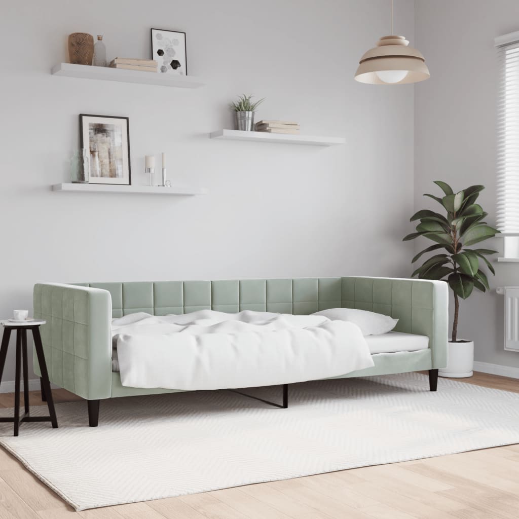 vidaXL Sofá cama sin colchón terciopelo gris claro 90x200 cm