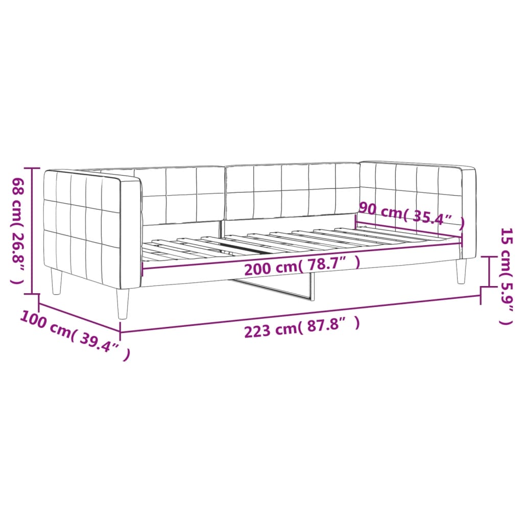 vidaXL Sofá cama sin colchón terciopelo negro 90x200 cm