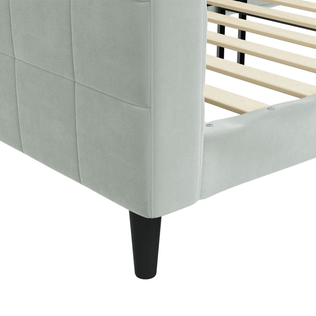 vidaXL Sofá cama sin colchón terciopelo gris claro 90x190 cm