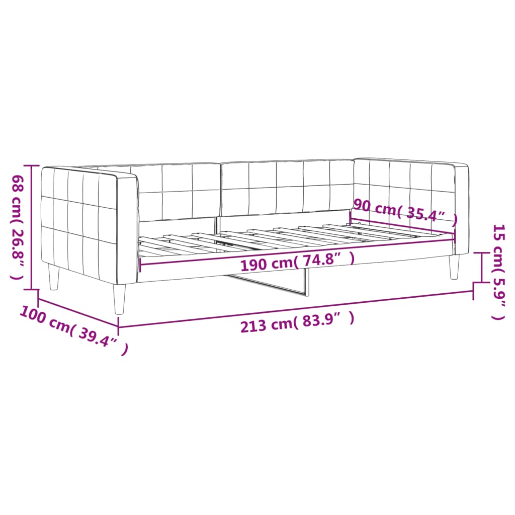 vidaXL Sofá cama sin colchón terciopelo gris claro 90x190 cm