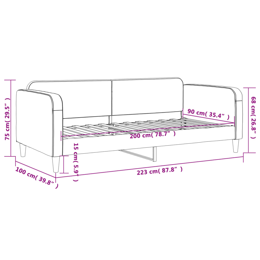 vidaXL Sofá cama sin colchón tela gris claro 90x200 cm