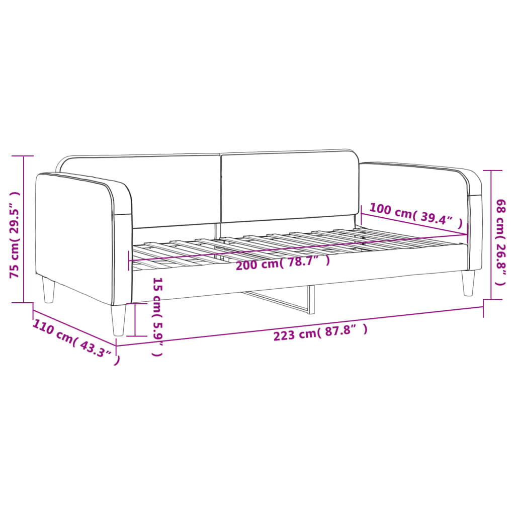 vidaXL Sofá cama sin colchón tela crema 100x200 cm