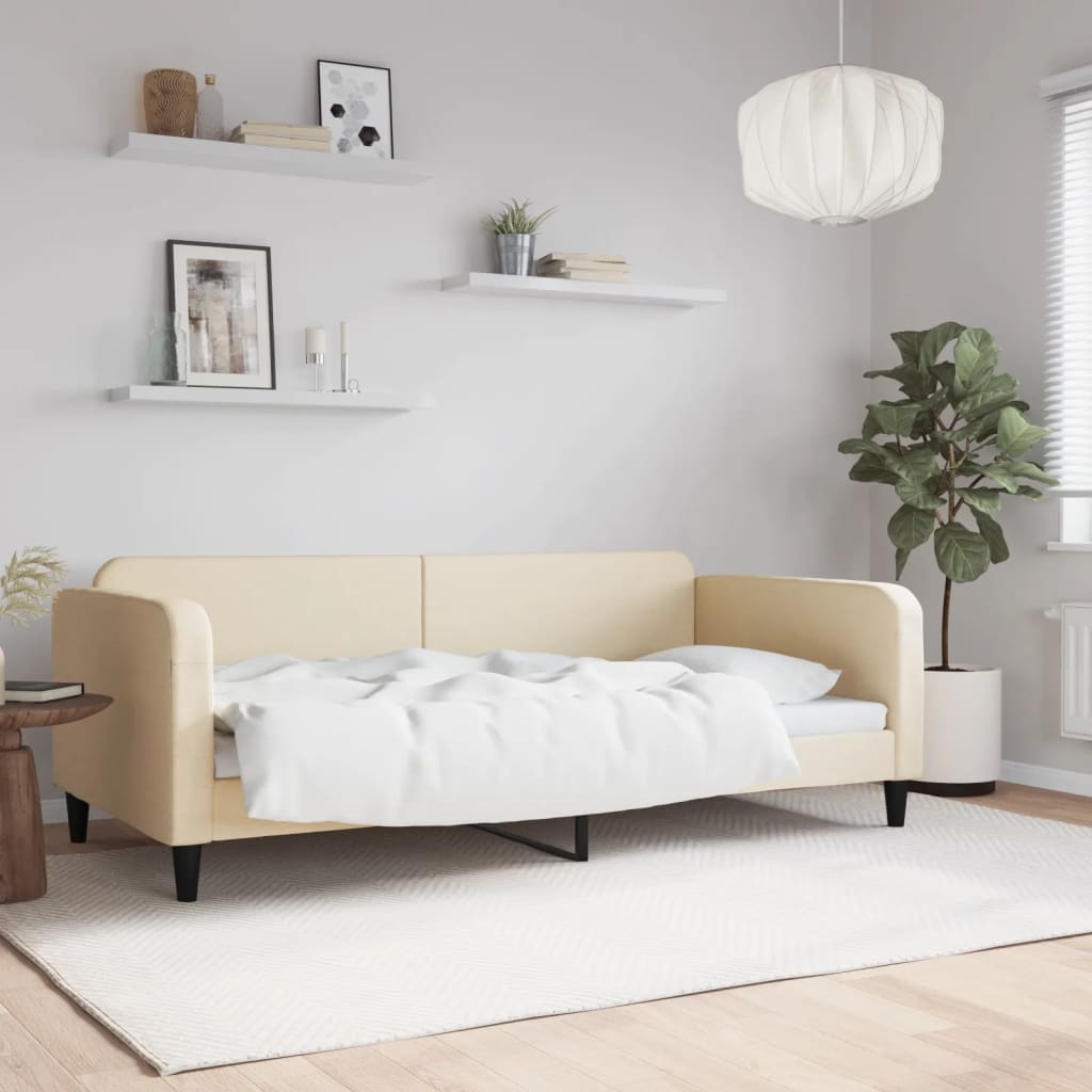 vidaXL Sofá cama sin colchón tela crema 100x200 cm