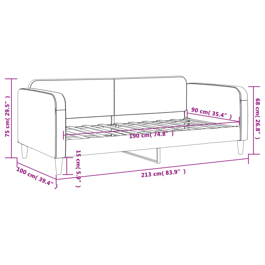 vidaXL Sofá cama sin colchón tela gris claro 90x190 cm