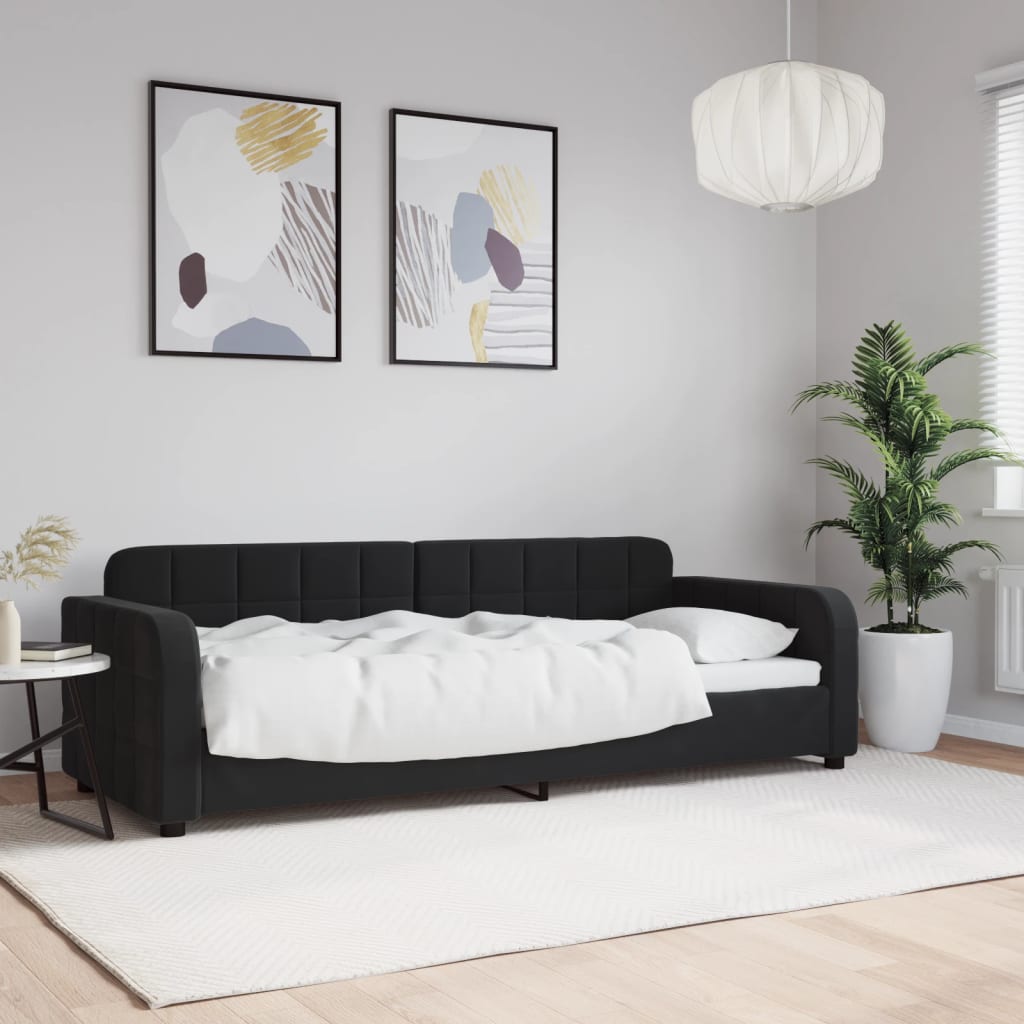 vidaXL Sofá cama sin colchón terciopelo negro 80x200 cm