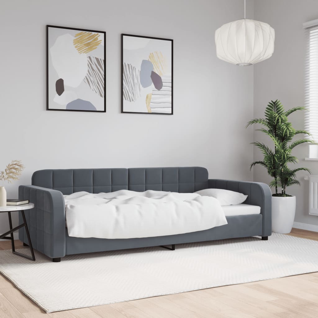 vidaXL Sofá cama sin colchón terciopelo gris oscuro 90x200 cm