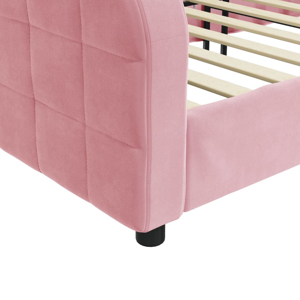 vidaXL Sofá cama sin colchón terciopelo rosa 90x200 cm