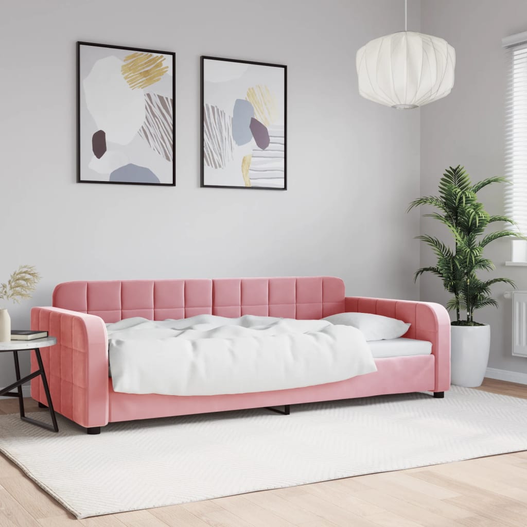 vidaXL Sofá cama sin colchón terciopelo rosa 90x200 cm