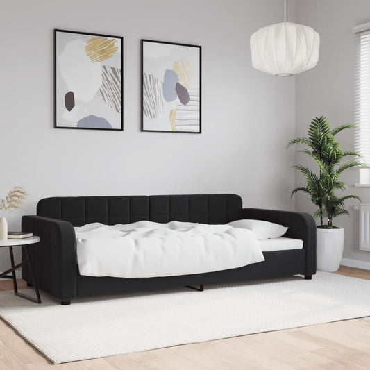 vidaXL Sofá cama sin colchón terciopelo negro 90x200 cm