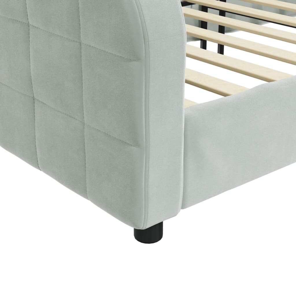 vidaXL Sofá cama sin colchón terciopelo gris claro 100x200 cm