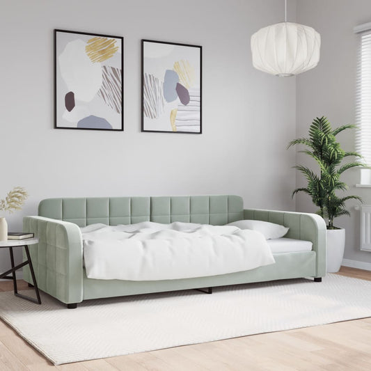 vidaXL Sofá cama sin colchón terciopelo gris claro 100x200 cm