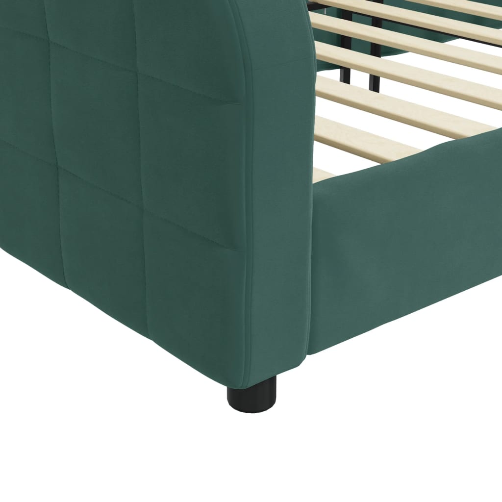 vidaXL Sofá cama sin colchón terciopelo verde oscuro 100x200 cm