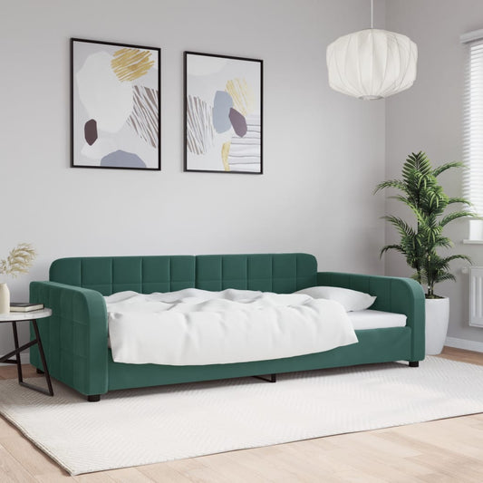 vidaXL Sofá cama sin colchón terciopelo verde oscuro 100x200 cm