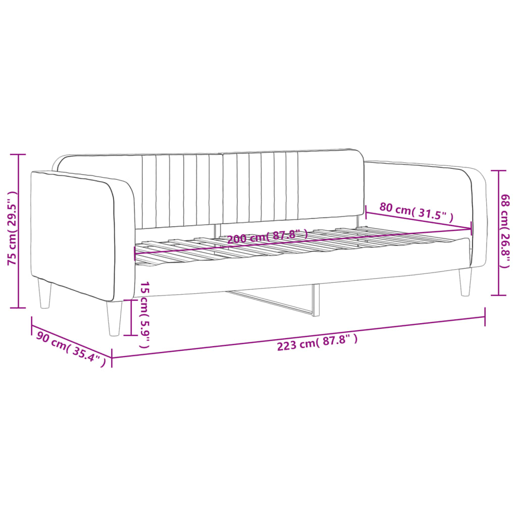 vidaXL Sofá cama sin colchón terciopelo rosa 80x200 cm