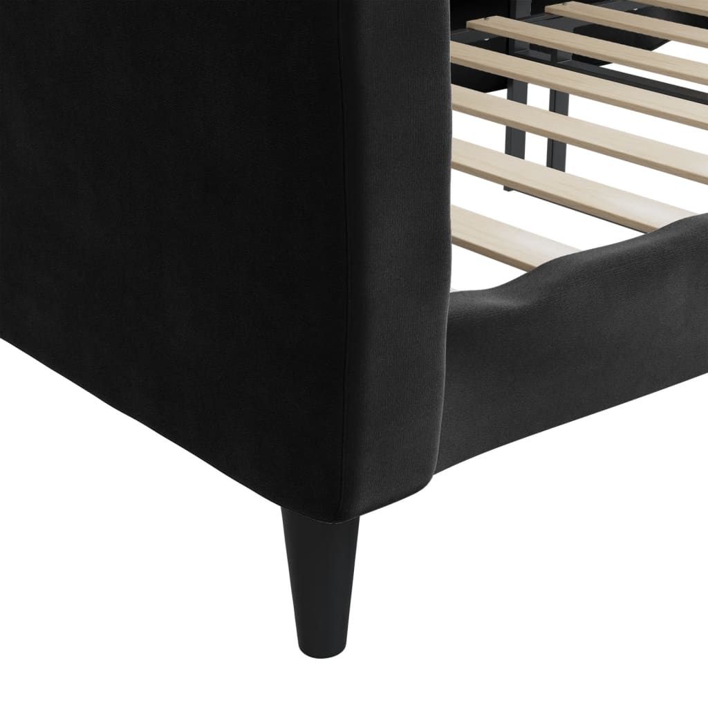 vidaXL Sofá cama sin colchón terciopelo negro 80x200 cm