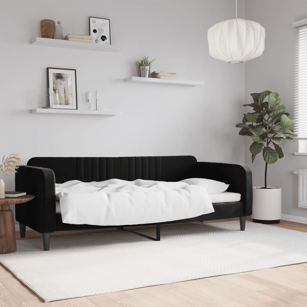 vidaXL Sofá cama sin colchón terciopelo negro 80x200 cm