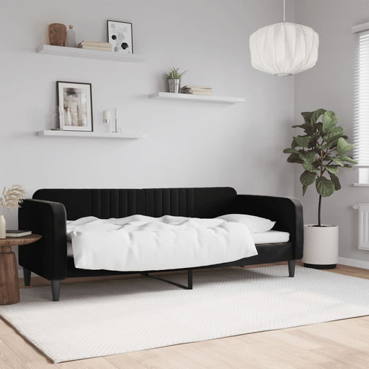 vidaXL Sofá cama sin colchón terciopelo negro 80x200 cm