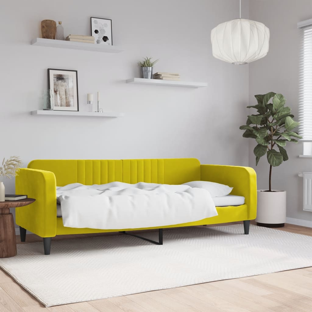 vidaXL Sofá cama sin colchón terciopelo amarillo 80x200 cm