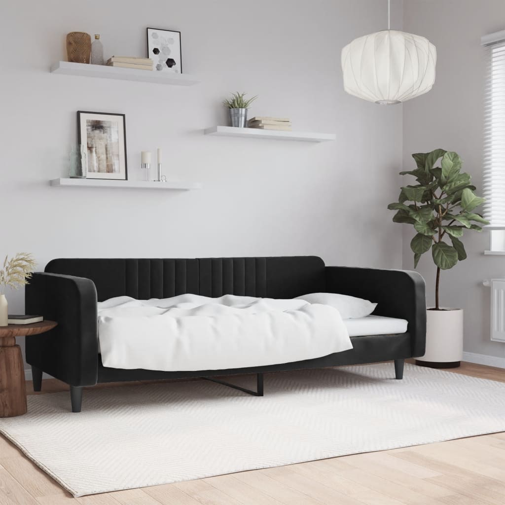 vidaXL Sofá cama sin colchón terciopelo negro 90x200 cm