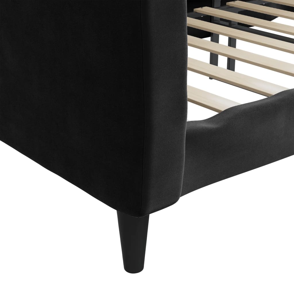 vidaXL Sofá cama sin colchón terciopelo negro 90x190 cm