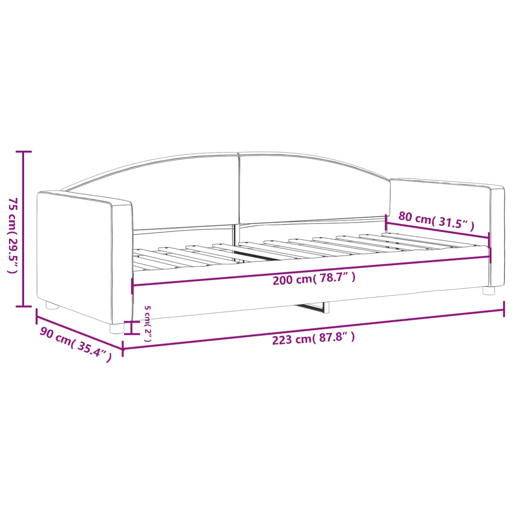 vidaXL Sofá cama sin colchón tela negro 80x200 cm