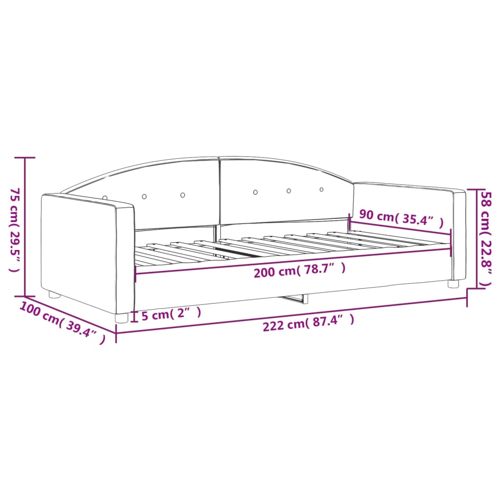 vidaXL Sofá cama sin colchón terciopelo gris claro 90x200 cm