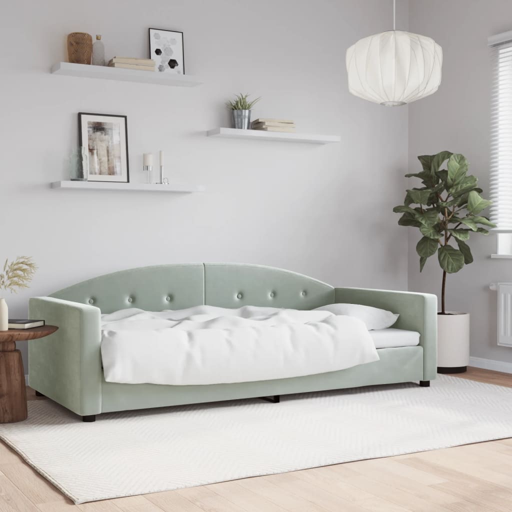 vidaXL Sofá cama sin colchón terciopelo gris claro 90x200 cm