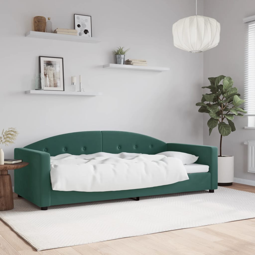 vidaXL Sofá cama sin colchón terciopelo verde oscuro 90x200cm