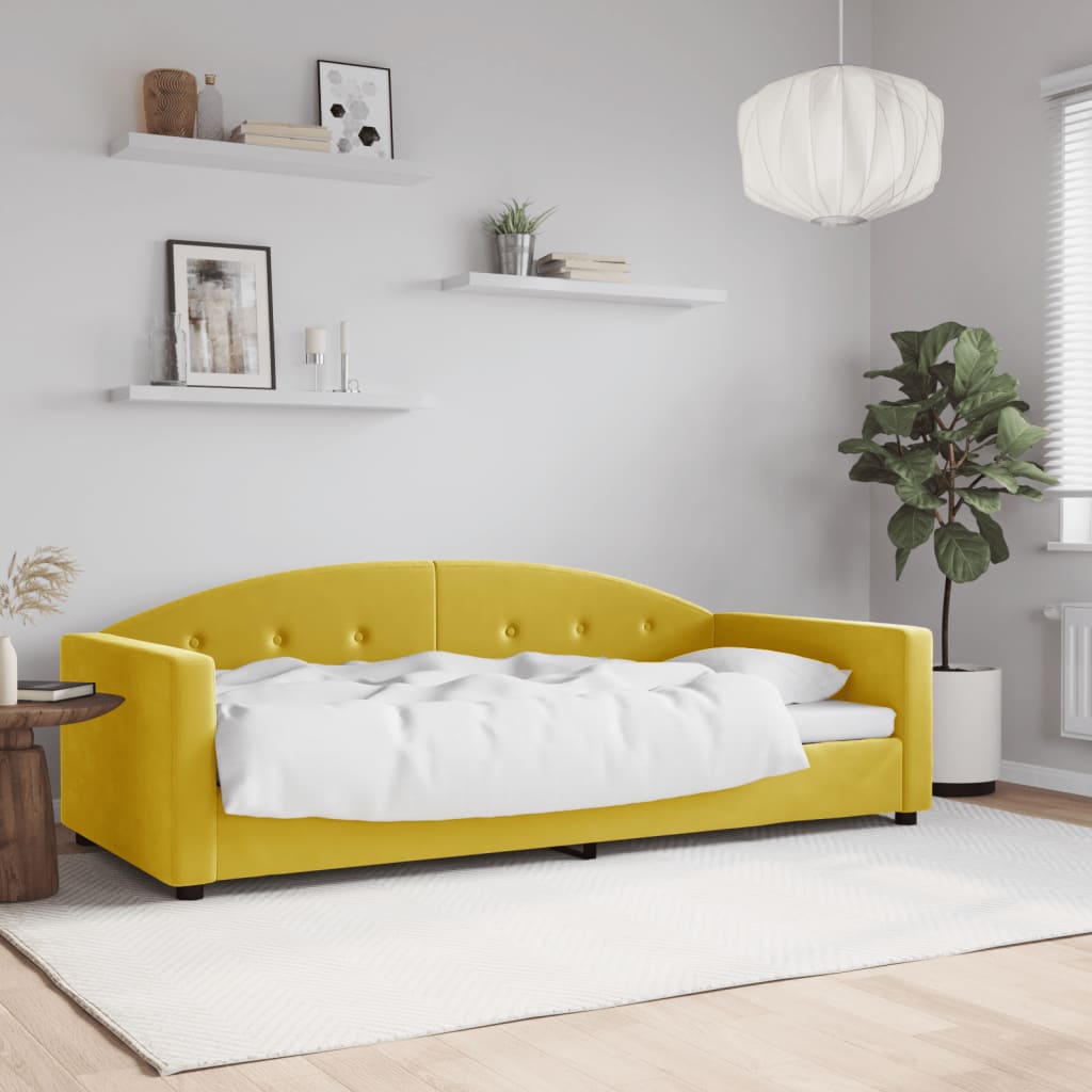 vidaXL Sofá cama sin colchón terciopelo amarillo 90x200 cm