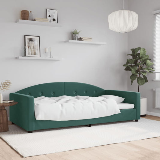 vidaXL Sofá cama sin colchón terciopelo verde oscuro 100x200 cm