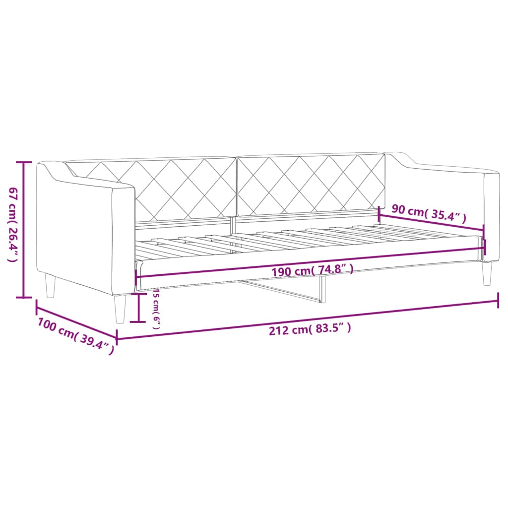 vidaXL Sofá cama sin colchón tela gris claro 90x190 cm