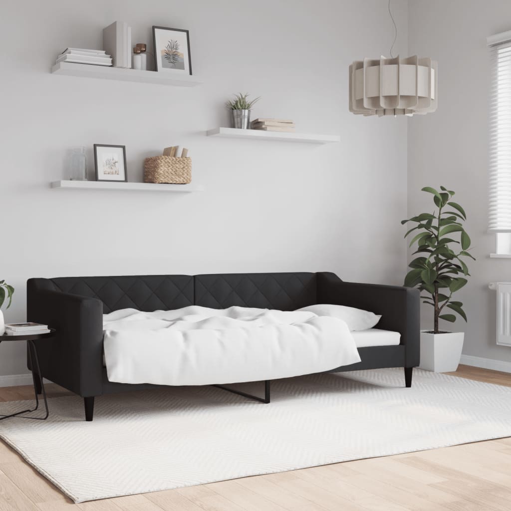 vidaXL Sofá cama sin colchón tela negro 90x190 cm