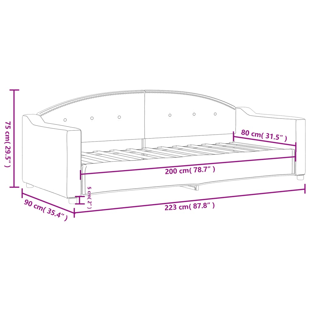 vidaXL Sofá cama sin colchón tela gris claro 80x200 cm