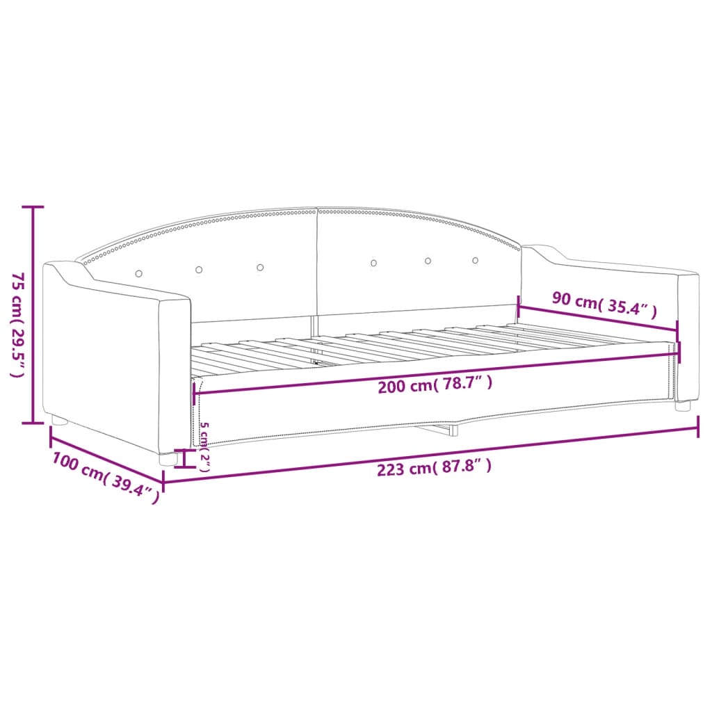 vidaXL Sofá cama sin colchón tela crema 90x200 cm