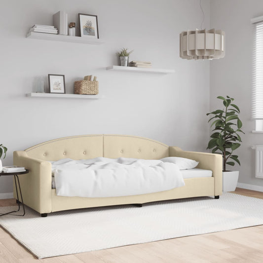 vidaXL Sofá cama sin colchón tela crema 90x200 cm