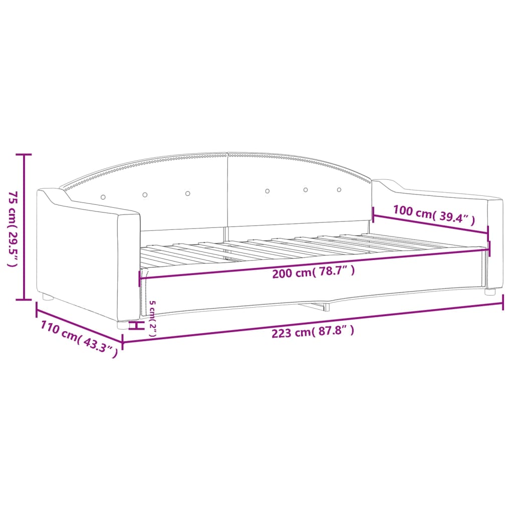 vidaXL Sofá cama sin colchón tela gris claro 100x200 cm