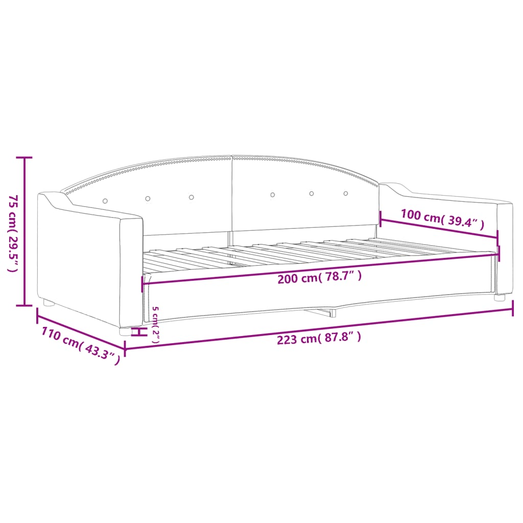 vidaXL Sofá cama sin colchón tela crema 100x200 cm