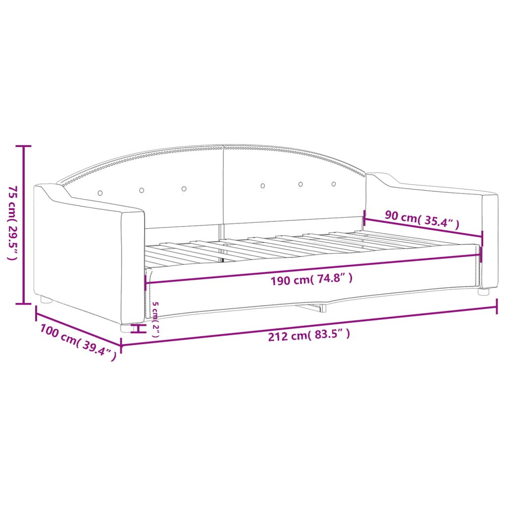 vidaXL Sofá cama sin colchón tela gris claro 90x190 cm