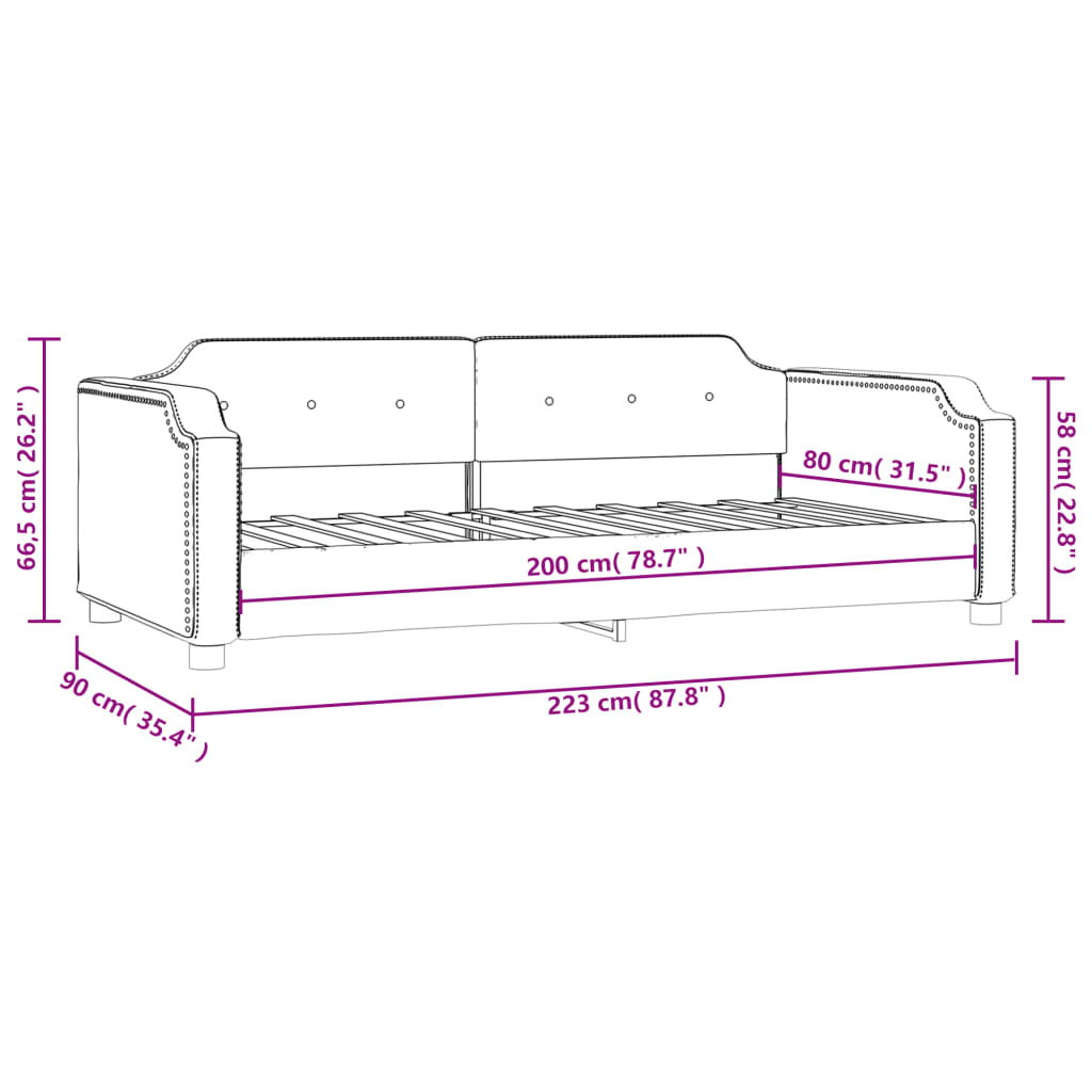 vidaXL Sofá cama sin colchón tela negro 80x200 cm